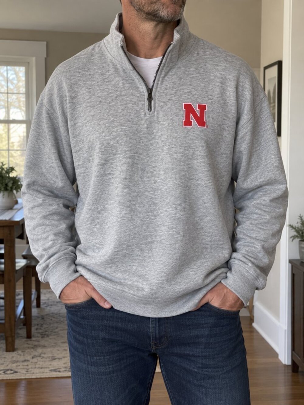 Blue 84 Nebraska Cornhuskers Men’s 2XL Gray Quarter Zip Pullover